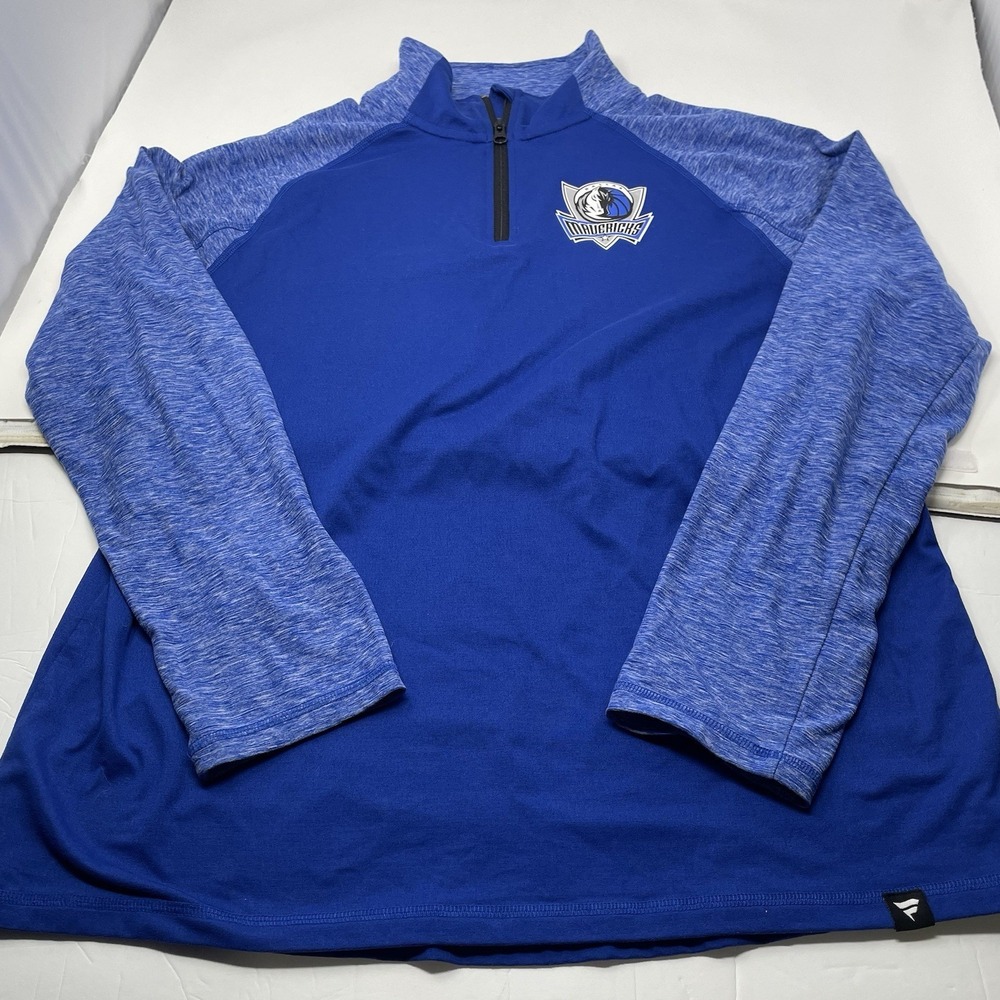 Dallas Mavericks Fanatics NBA 1/4 Zip Pullover Shirt Blue Size XL/2XL Thumb Hole